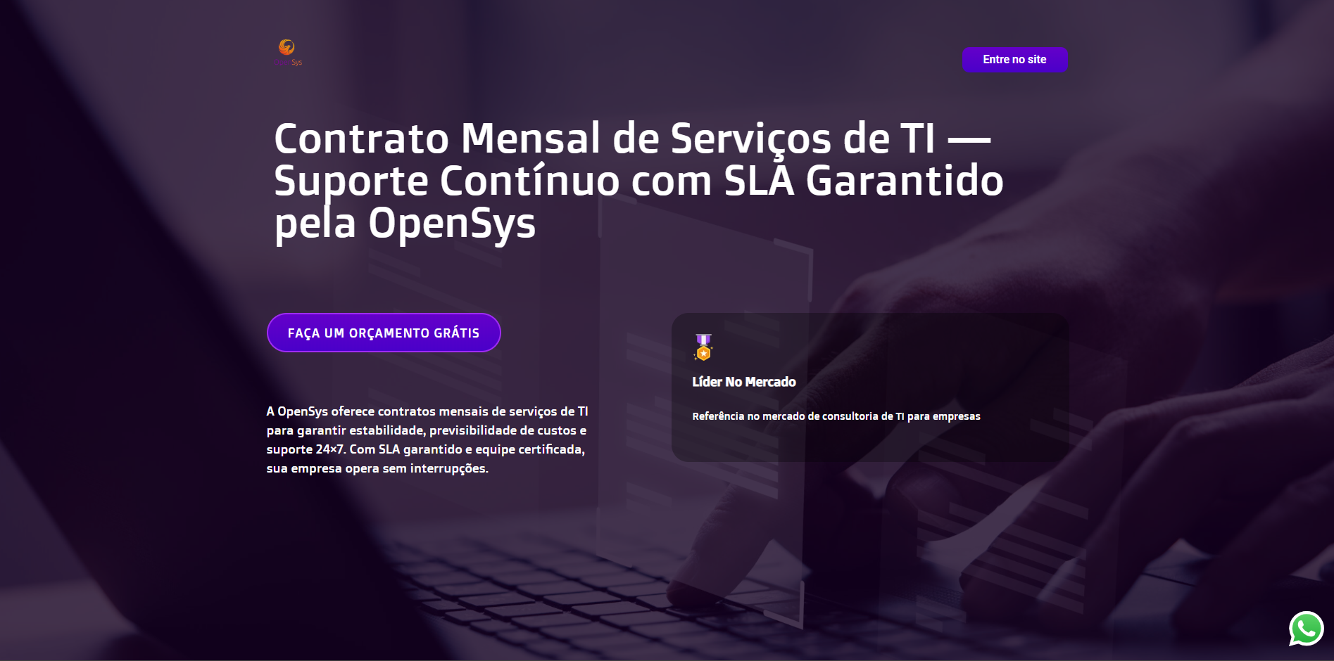 OpenSys Contrato SLA — Site de suporte com SLA garantido desenvolvido pela Finish Web